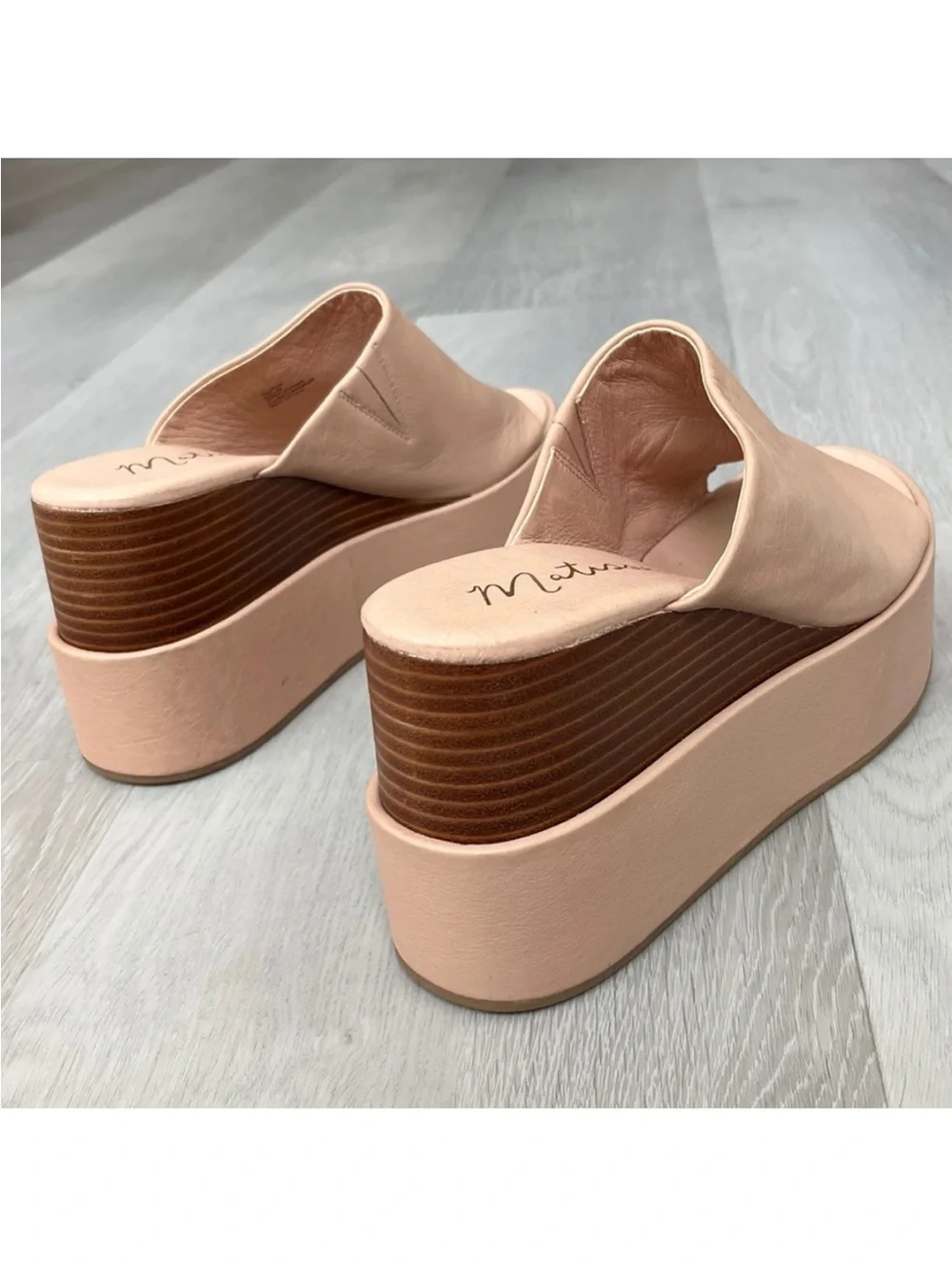 MATISSE PINK GEORGIA PLATFORM LEATHER MULE SLIP ON CHUNKY HEEL WOMENS 9